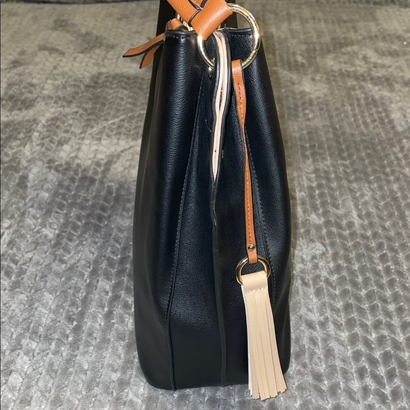 Anthropologie Dolce Vita Vegan/Faux Leather Elegant Black and Tan Handbag. - Picture 8 of 14